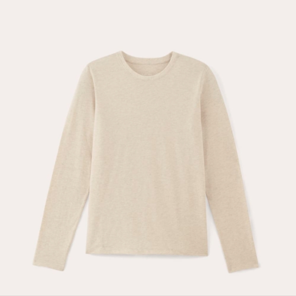 Everlane Women's The Slim Long-Sleeve Crew in Essential Cotton - Heathered Oat